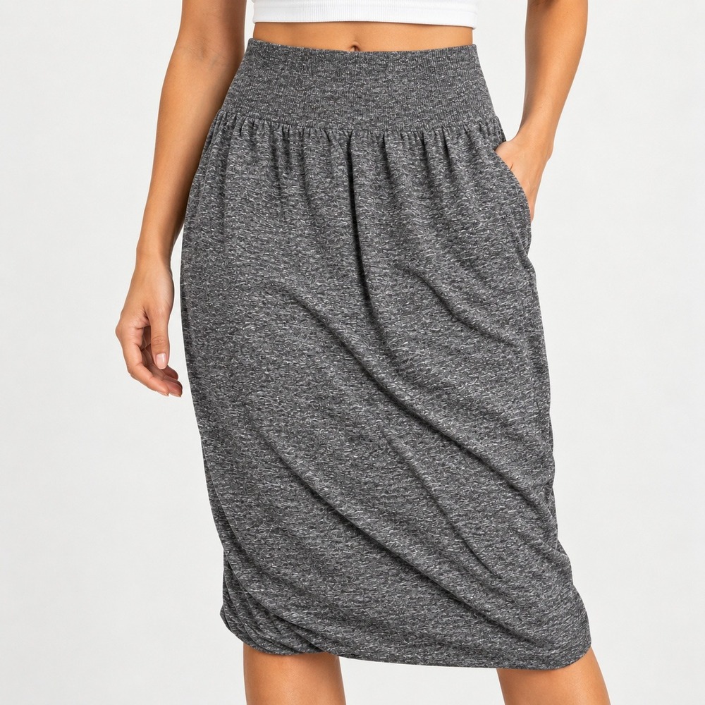 Lululemon Heathered Gray Seamless High Waisted Midi Skirt Size 2